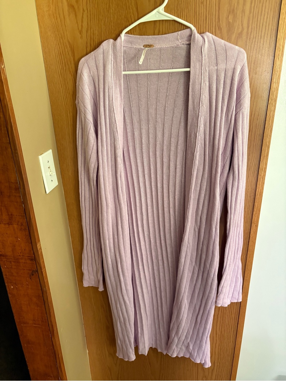 Free People Lavender Ribbed Open Cardigan